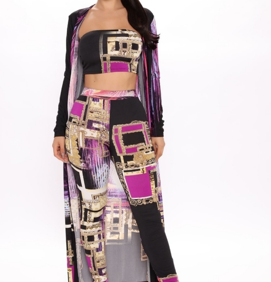 Fashion Nova Pants - ♠️ NWT Abstract Gold 3-Piece Set ♣️